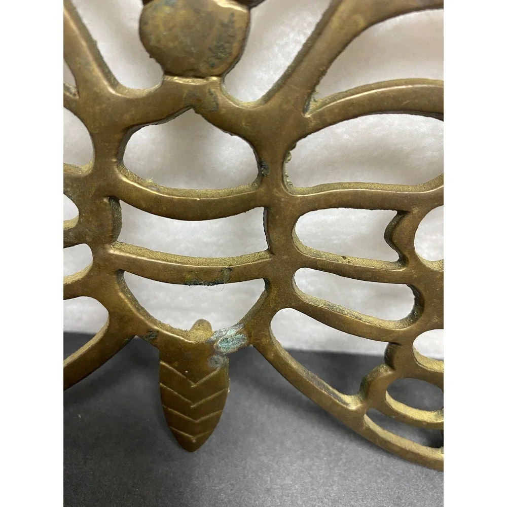 VTG Pair of Brass Butterfly Trivets Hot Plates MCM Pot Holder Wall‎ Decor